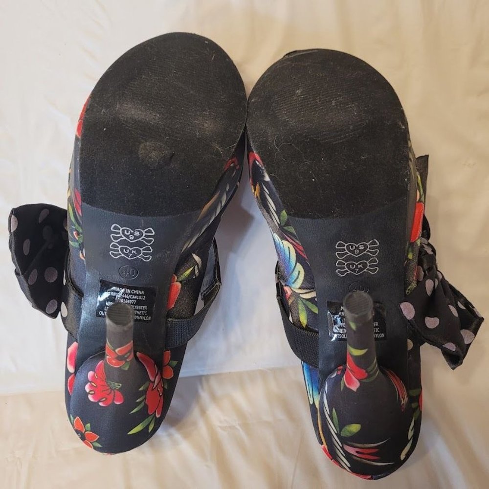 Iron Fist Society Suicide Roses Polka Dots Leopard Print Retro Rockabilly Size 9 - Picture 9 of 12